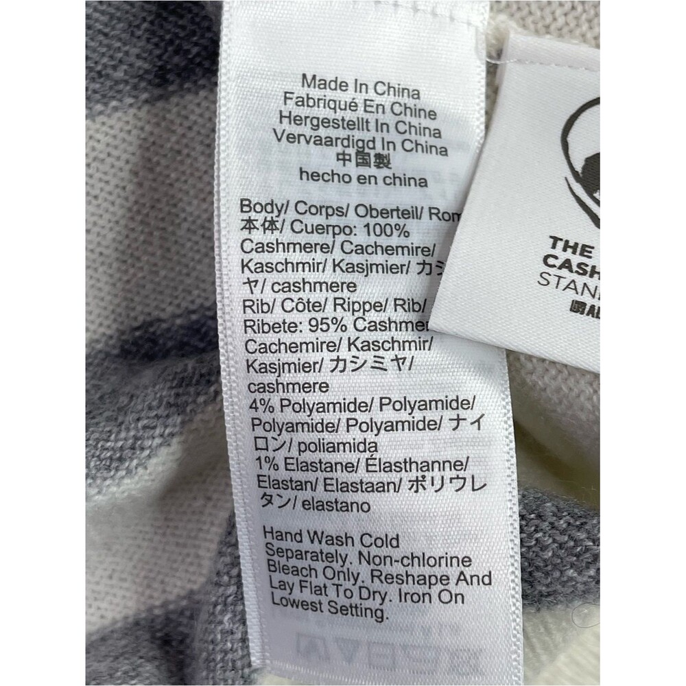 Madewell Crewneck Sweater in Cashmere XL Ivory Heather Gray Stripe Relaxed Fit - Picture 8 of 11